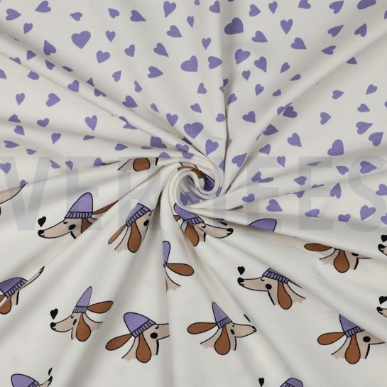 FRENCH TERRY DOGS AND HEARTS OFF-WHITE #7