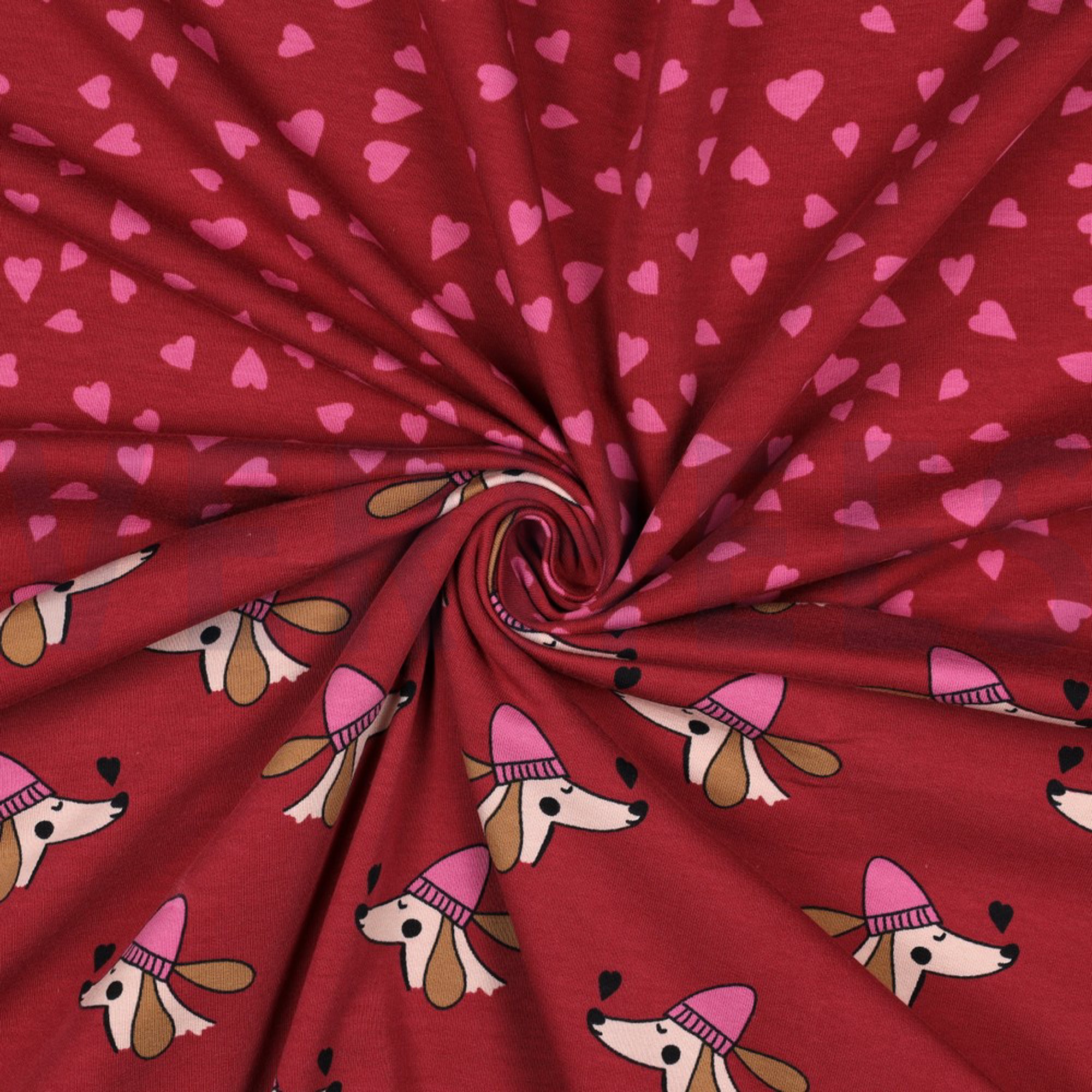 FRENCH TERRY DOGS AND HEARTS RED (high resolution) #3