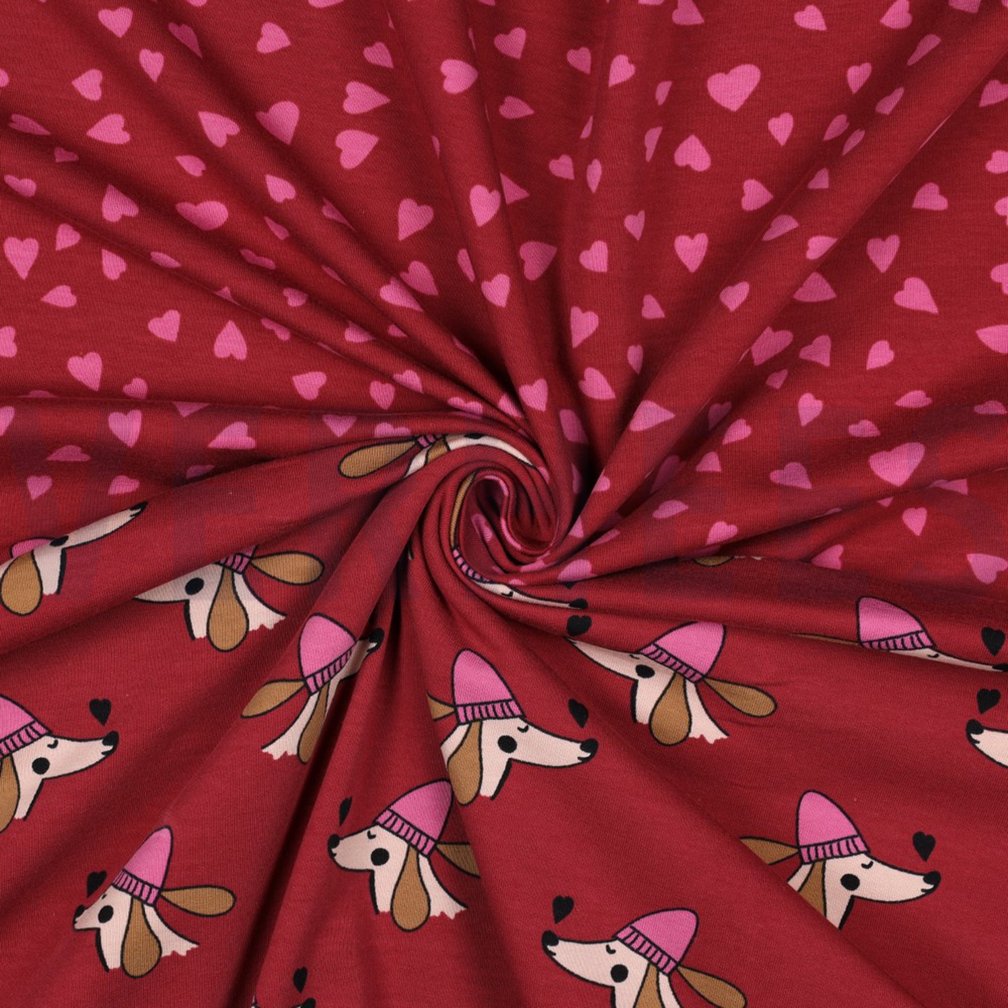 FRENCH TERRY DOGS AND HEARTS RED (high resolution) #3
