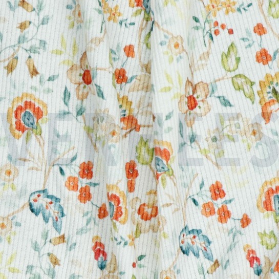 RIB JERSEY DIGITAAL BLOEMEN WIT #7