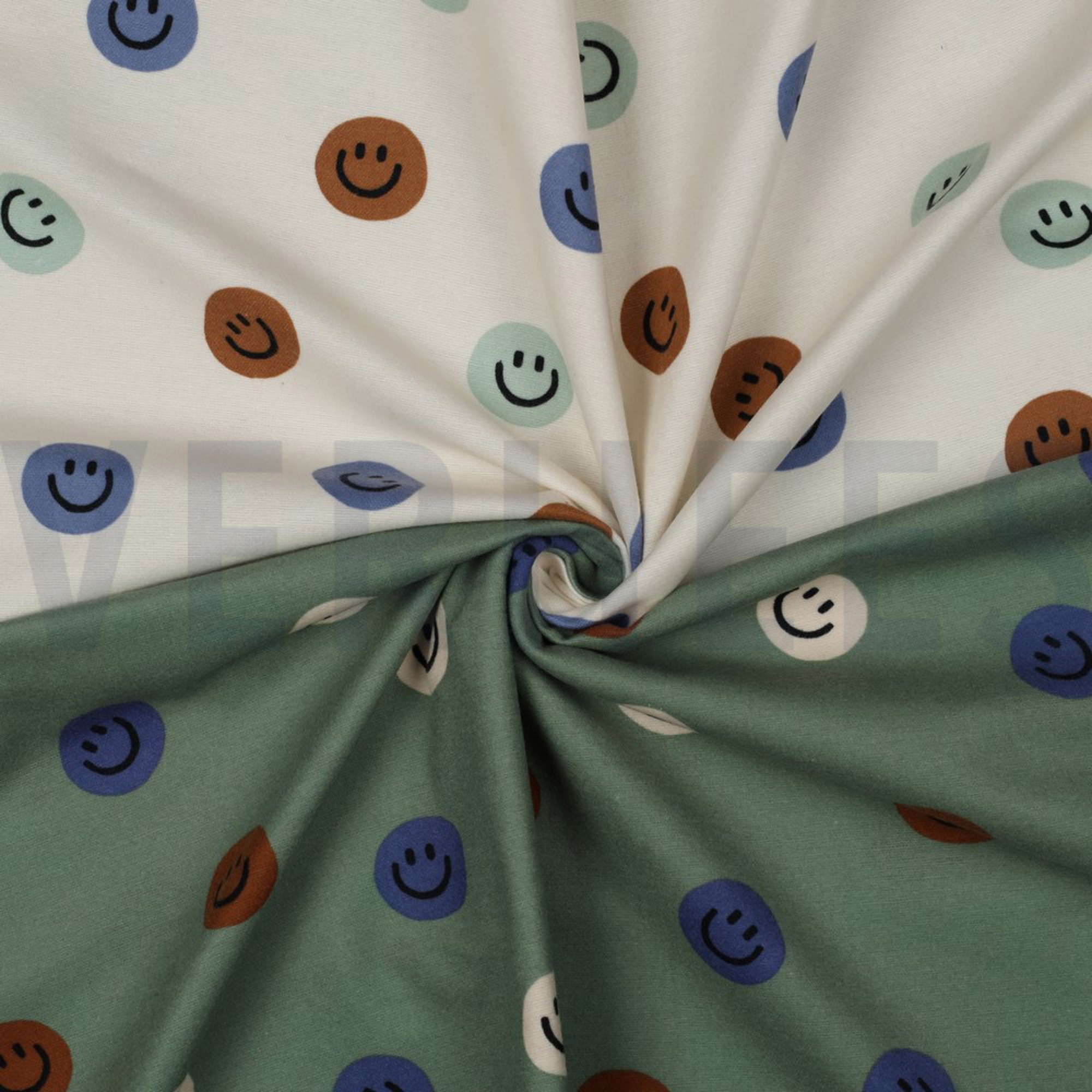 FLANNEL HAPPY FACES OFF-WHITE / GREEN (high resolution) #3