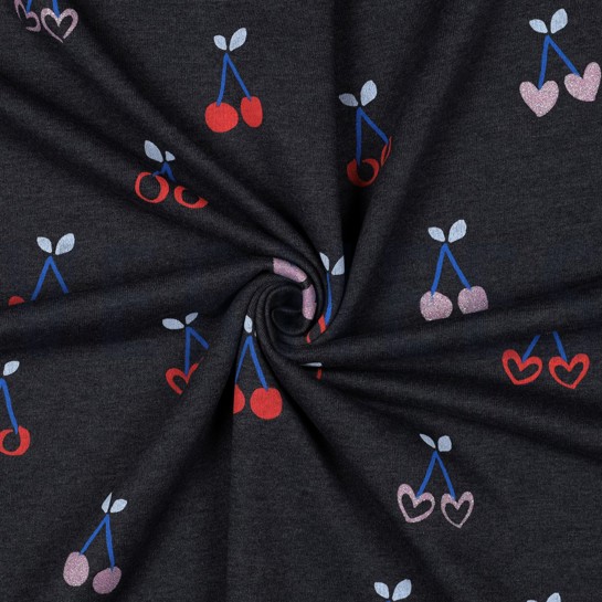 SWEAT MELANGE GLITTER CHERRIES INDIGO #7