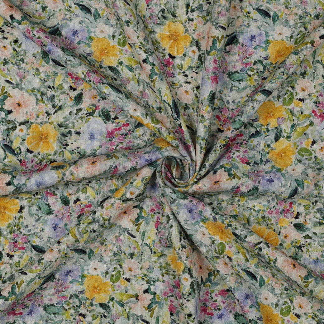 LINEN VISCOSE CREPE DIGITAL FLOWERS MULTICOLOUR #3