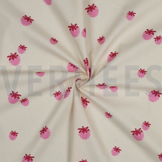 POPLIN GOTS NATURAL BERRIES NATURAL/ FUCHSIA #7