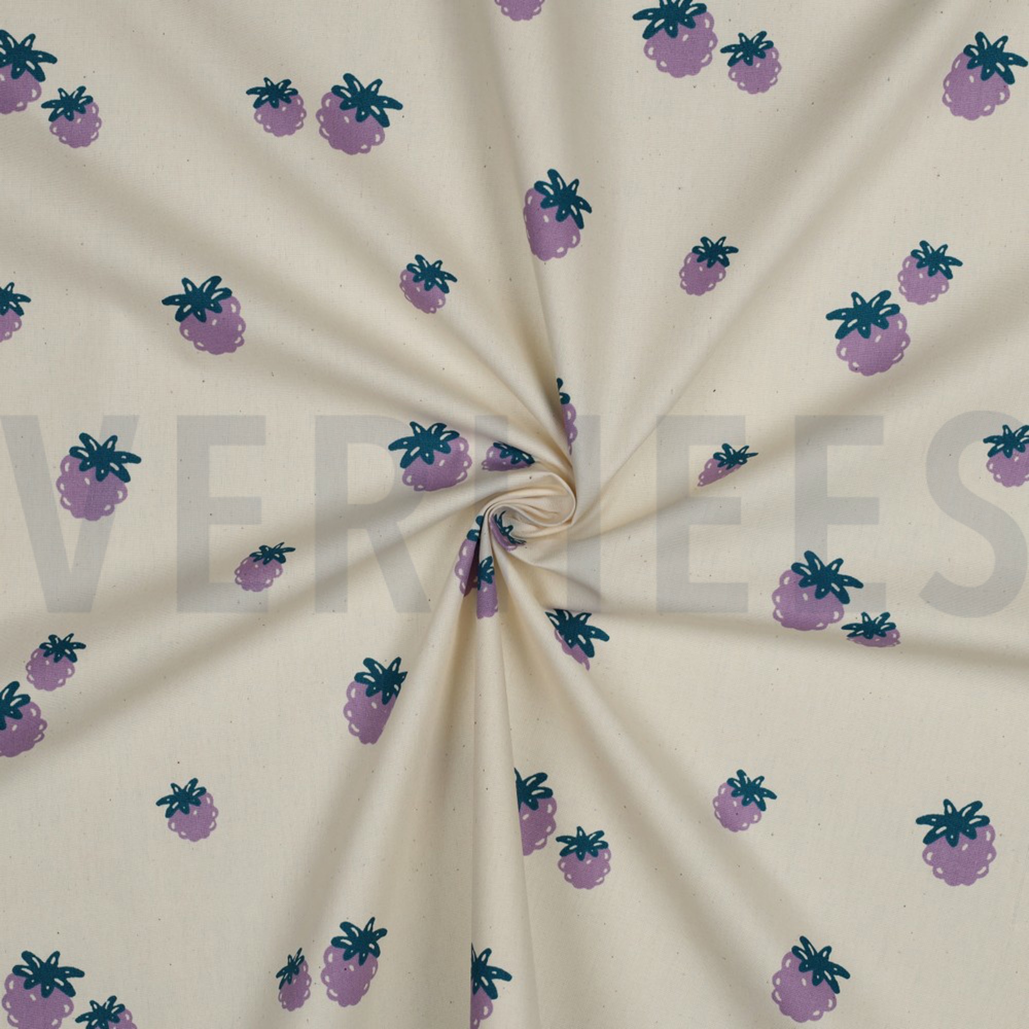 POPLIN GOTS NATURAL BERRIES NATURAL/ PETROL (high resolution) #3