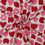 DOUBLE GAUZE GOTS NATURAL LOVE SHAPES NATURAL/ FUCHSIA (thumbnail) #3