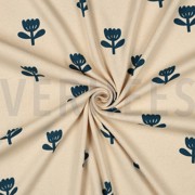 RIB JERSEY GOTS NATURAL FLOWERS NATURAL/ PETROL (thumbnail) #3
