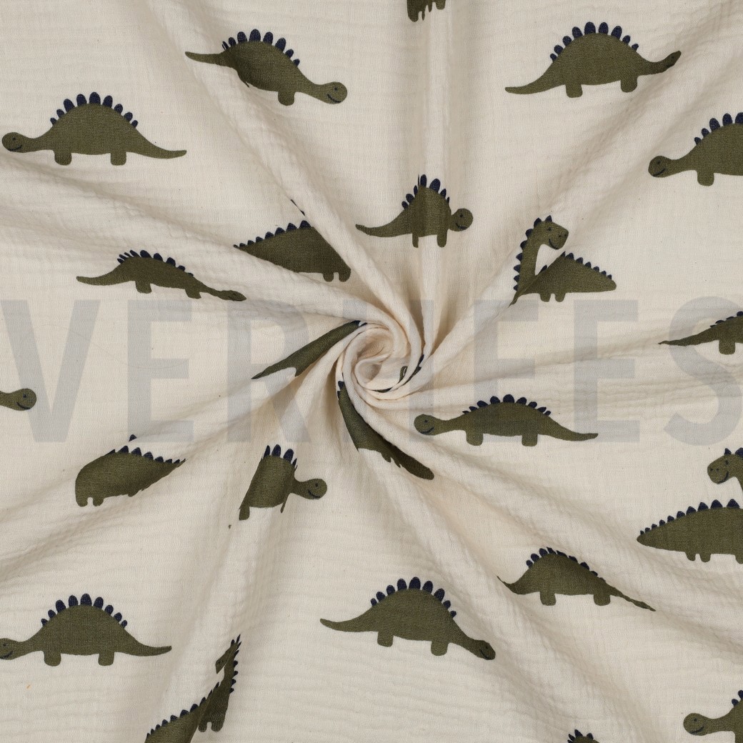 DOUBLE GAUZE GOTS NATURAL DINOSAURS NATURAL #3