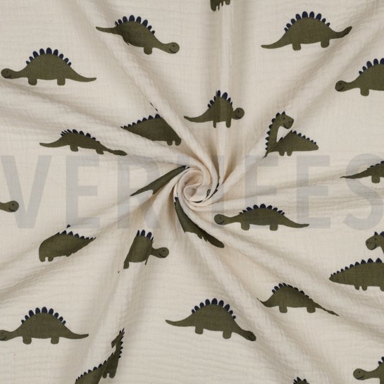 DOUBLE GAUZE GOTS NATURAL DINOSAURS NATURAL #7