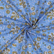 HANDCRAFTED BLOCK-PRINTED COTTON FLOWERS BLUE (thumbnail) #3