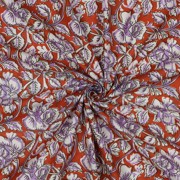 HANDCRAFTED BLOCK-PRINTED COTTON FLOWERS TERRACOTTA (thumbnail) #3