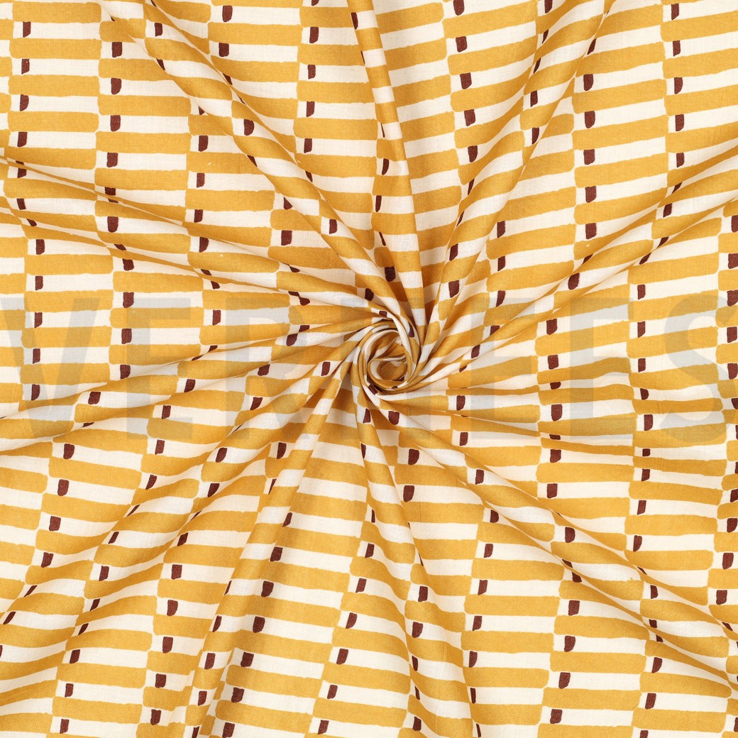 HANDCRAFTED BLOCK-PRINTED COTTON GEOMETRIC OCHRE #3