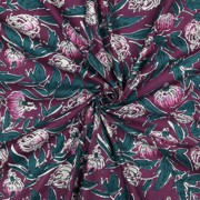 HANDCRAFTED BLOCK-PRINTED COTTON FLOWERS AUBERGINE (thumbnail) #3