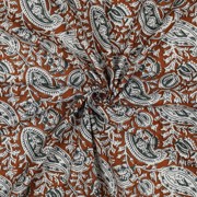 HANDCRAFTED BLOCK-PRINTED COTTON PAISLEY COGNAC (thumbnail) #3