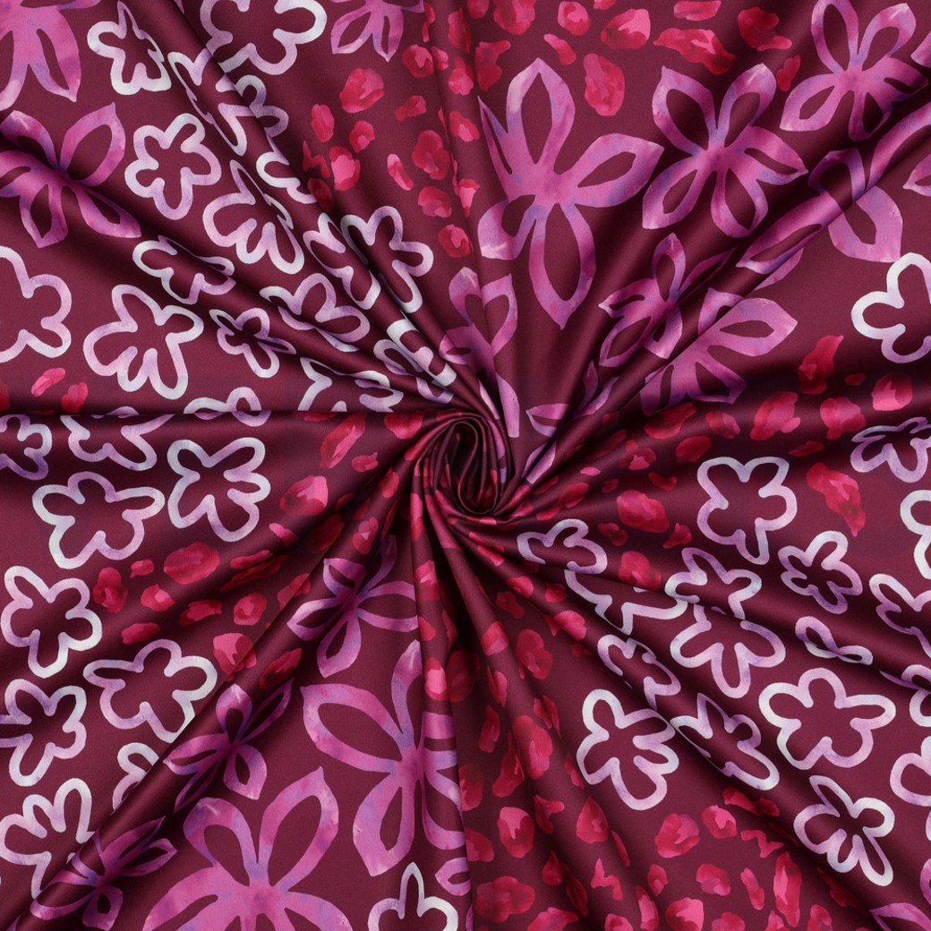 ROYAL MICRO SATIN DIGITAL ABSTRACT BORDEAUX #3