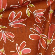 LINEN VISCOSE WASHED FLOWERS BRIQUE (thumbnail) #3