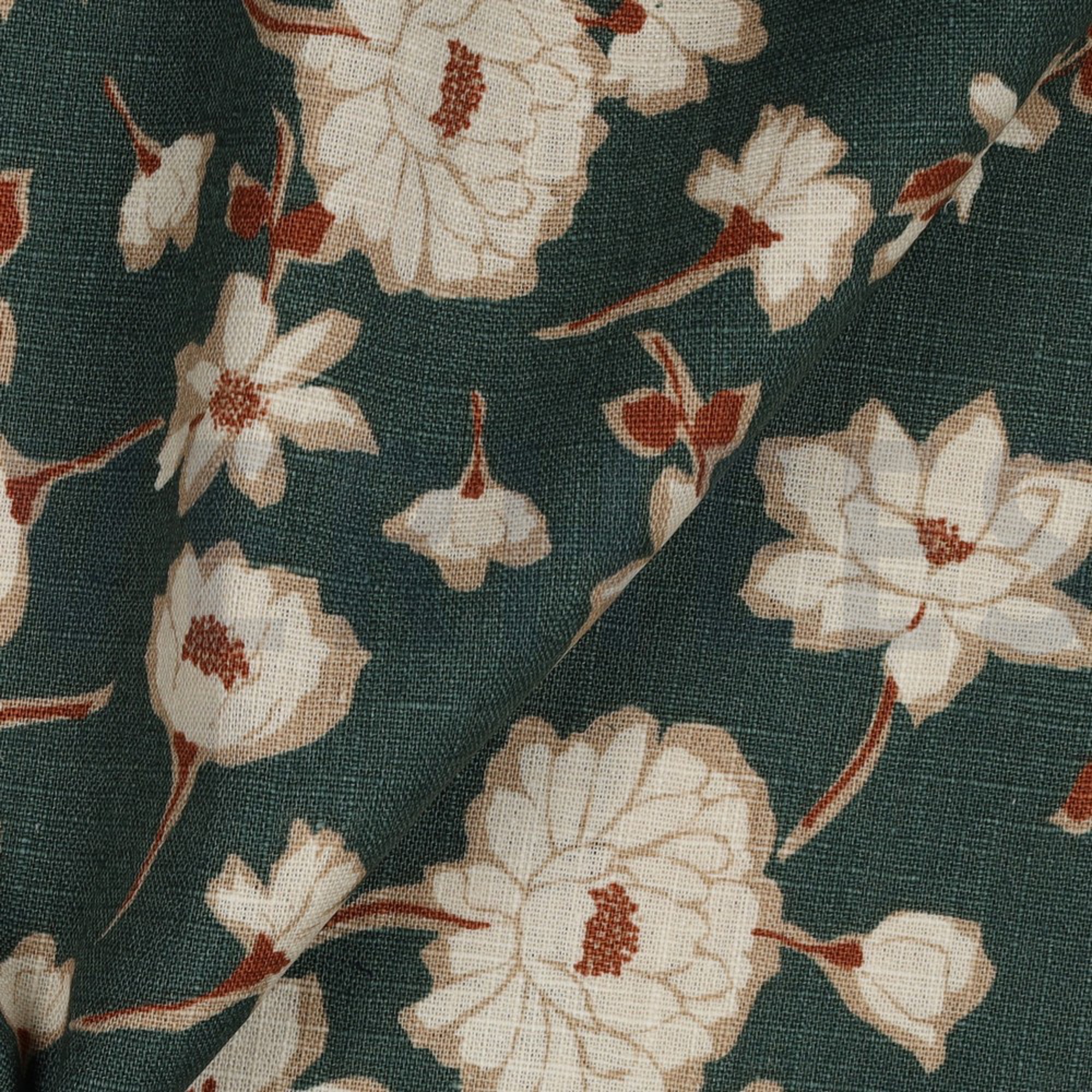 LINEN WASHED BIG FLOWERS OLD GREEN (high resolution) #3