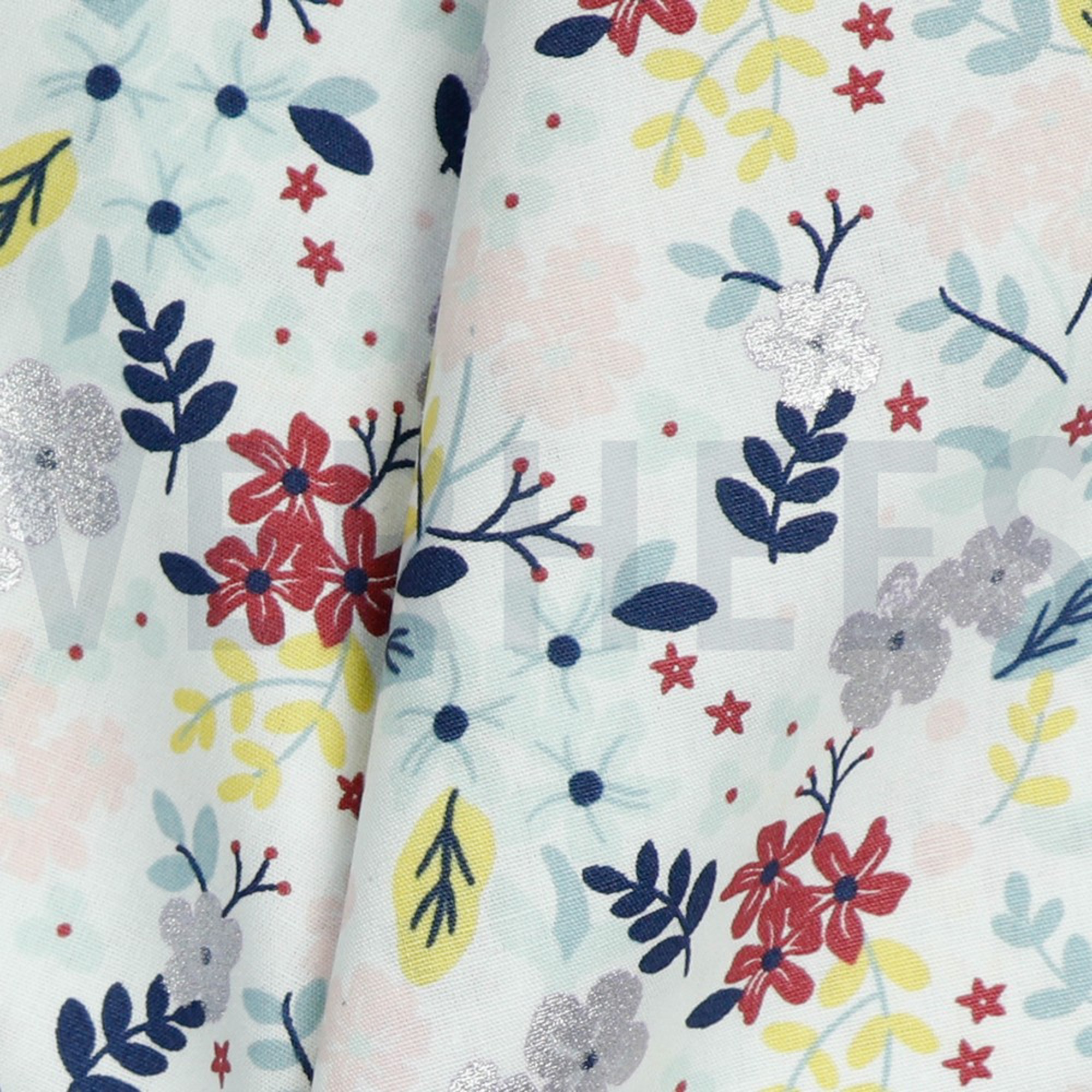 POPLIN GLITTER FLOWERS WHITE (high resolution) #3