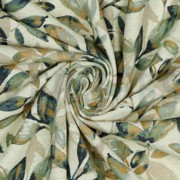 LINEN JERSEY DIGITAL LEAVES OLD GREEN/ OCHRE (thumbnail) #3
