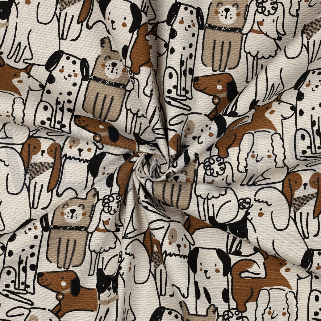 CANVAS LINEN LOOK DOGS NATURAL #3