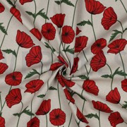 COATED CANVAS LINEN LOOK POPPY FLOWERS NATURAL (thumbnail) #3