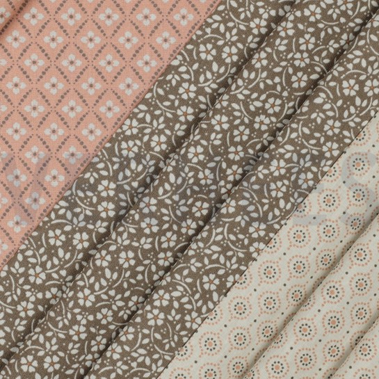 KATOENEN POPLIN BLOEMEN EN STIPPEN MOSGROEN #7