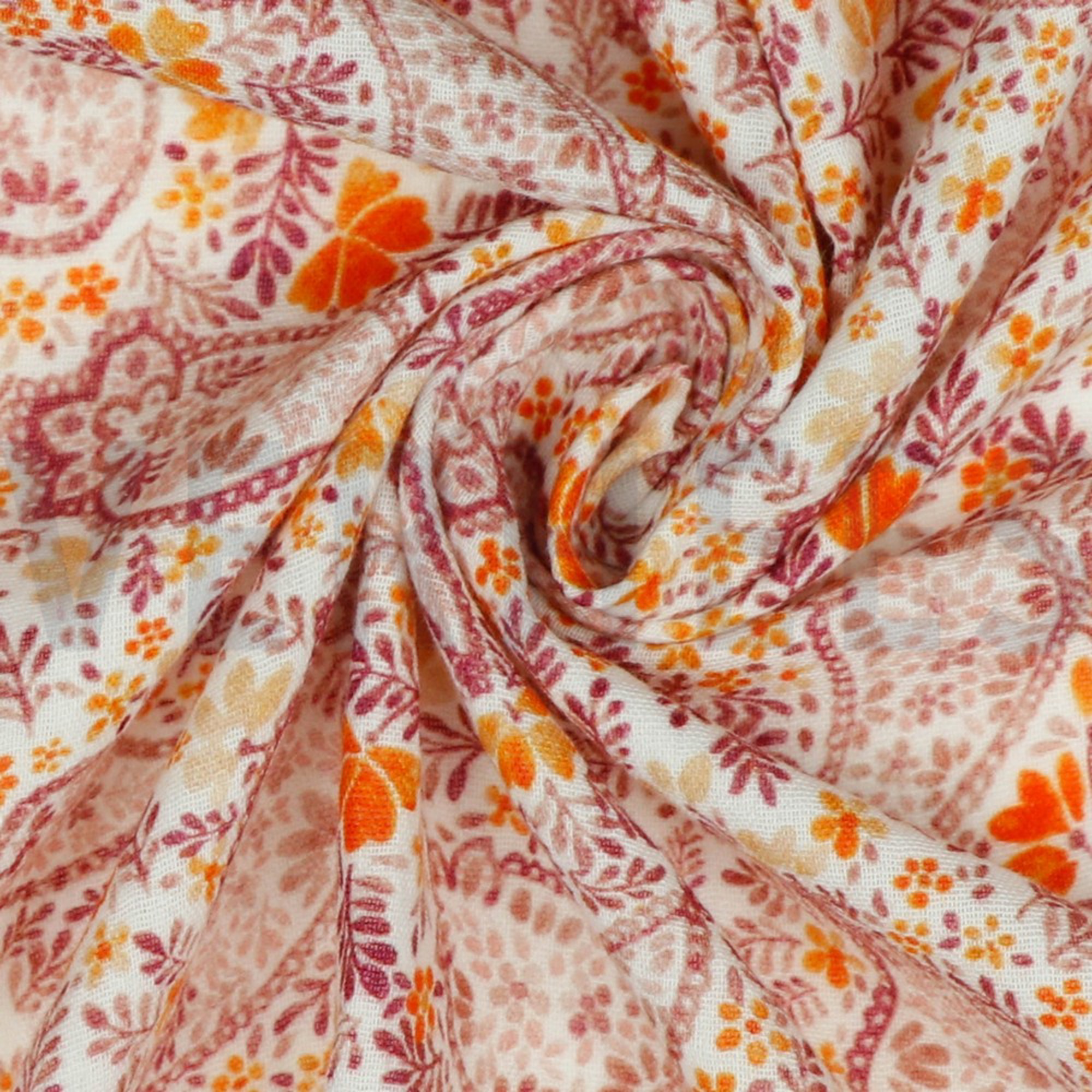 DOUBLE GAUZE DIGITAL PAISLEY WHITE/ OLD BLUSH (high resolution) #3