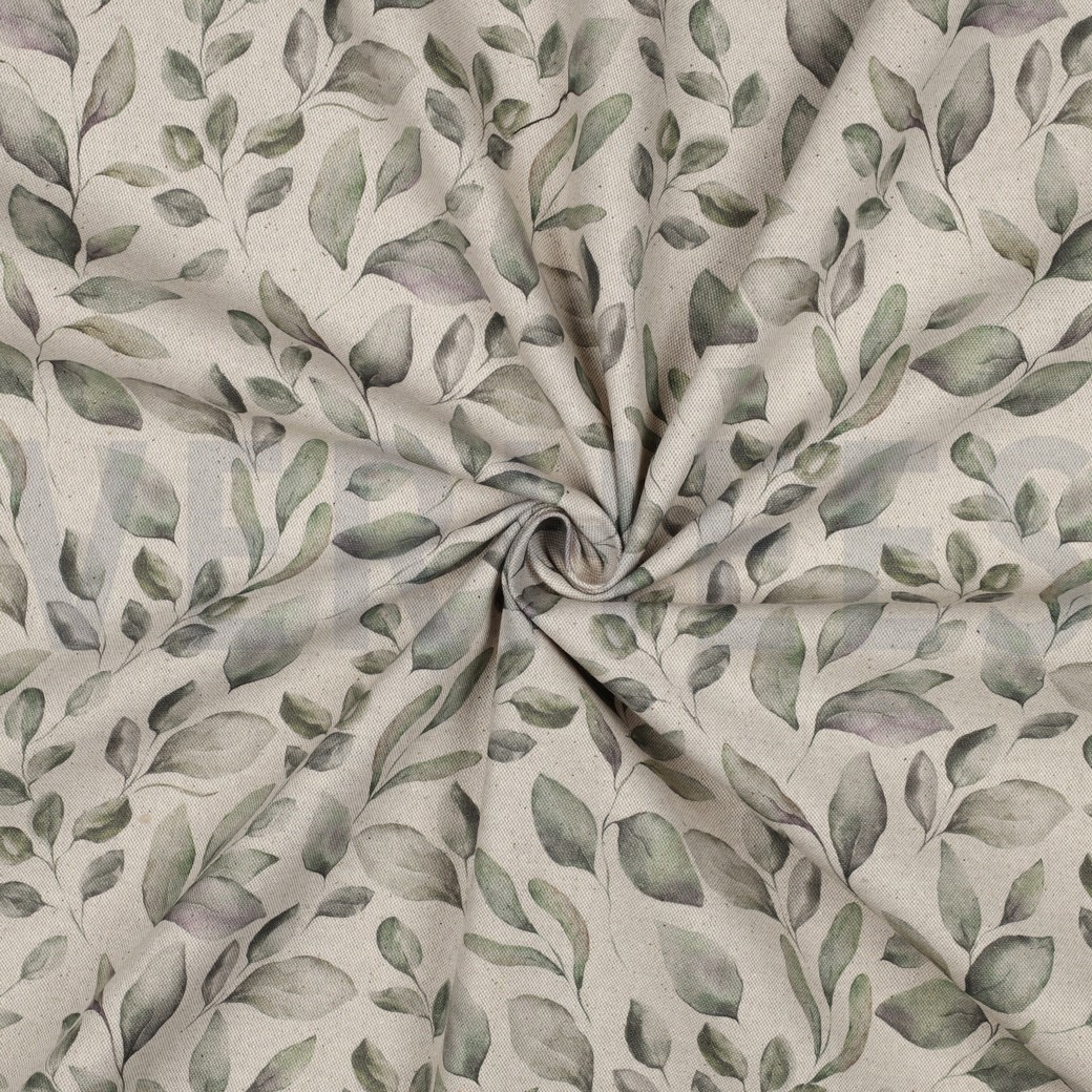 CANVAS LINEN LOOK DIGITAL LEAVES NATURAL #3