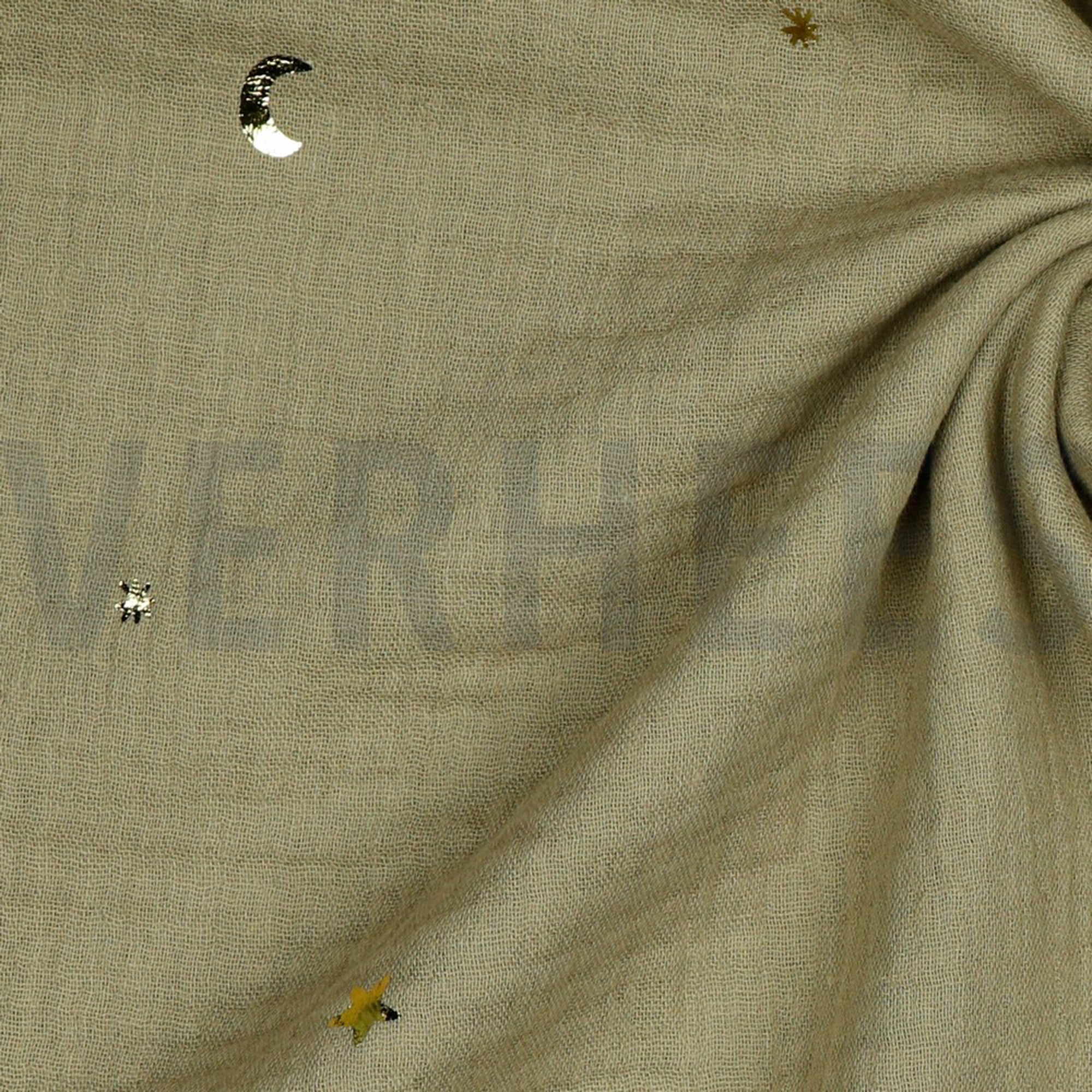 DOUBLE GAUZE FOIL MOON AND STARS TAUPE (high resolution) #3