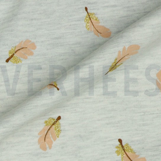 JERSEY MELANGE GLITZER FEDER ECRU MELIERT #7