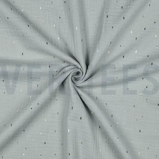 DOUBLE GAUZE FOLIE STREPEN MINT / GOUD #7