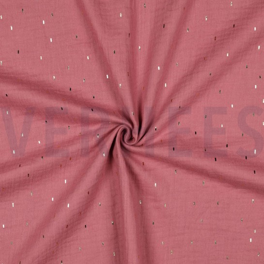 DOUBLE GAUZE FOIL STRIPES MAUVE/GOLD #7