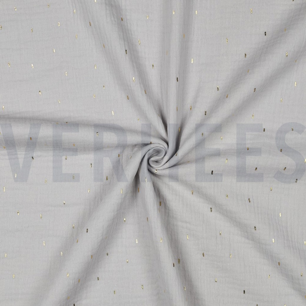 DOUBLE GAUZE FOIL STRIPES LIGHT GREY/GOLD #3