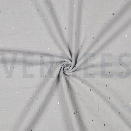 DOUBLE GAUZE FOIL STRIPES LIGHT GREY/GOLD #7