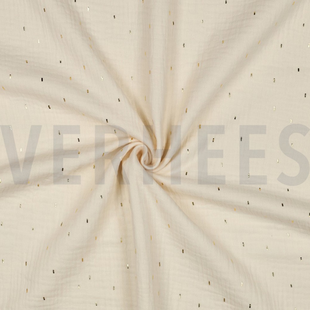 DOUBLE GAUZE FOIL STRIPES ECRU/GOLD #3