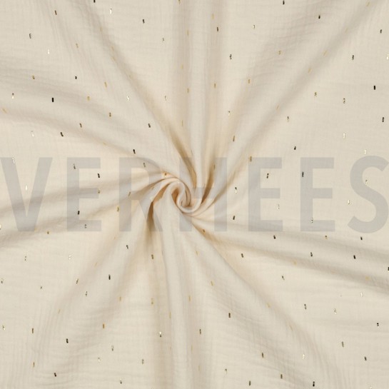 DOUBLE GAUZE FOIL STRIPES ECRU/GOLD #7