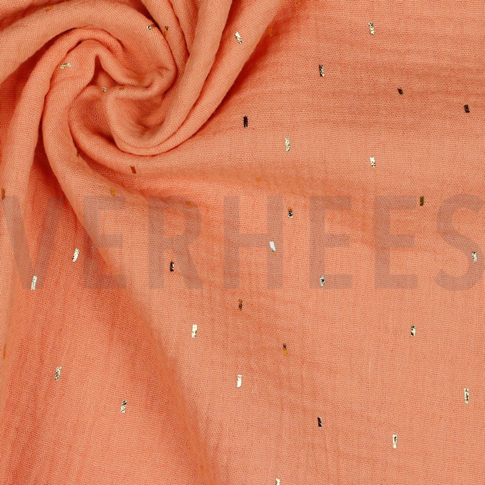 DOUBLE GAUZE FOIL STRIPES APRICOT/GOLD (high resolution) #3