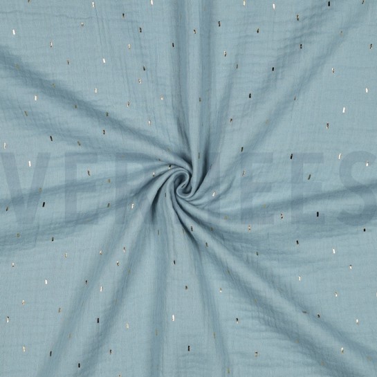 MUSSELIN FOLIE STREIFEN CYAN / GOLD #7