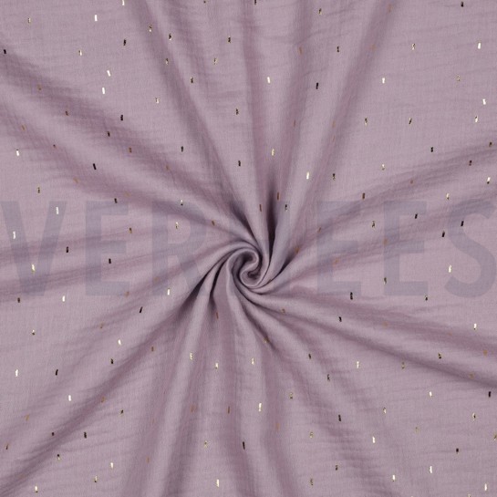 DOUBLE GAUZE FOLIE STREPEN LILA / GOUD #7