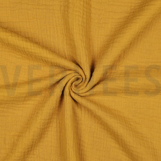 BAUMWOLLE MUSSELIN DREILAGIG GOTS OCKER #7