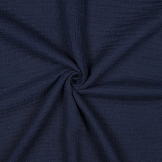 BAUMWOLLE MUSSELIN DREILAGIG GOTS MARINEBLAU #7