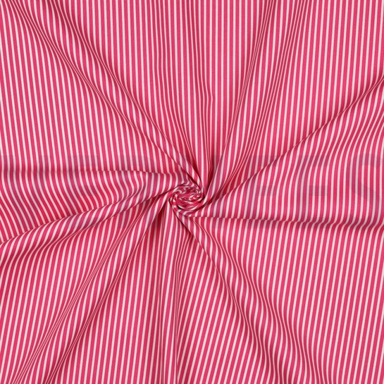 KATOENEN POPLIN STREPEN ROZE #7
