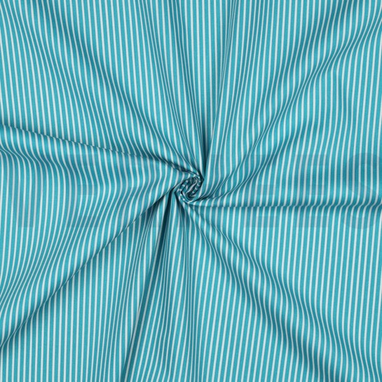 BAUMWOLLE POPELINE STREIFEN TÜRKIS #7