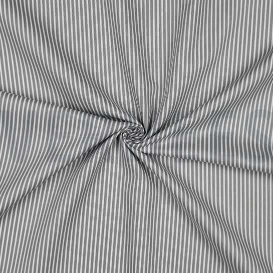 KATOENEN POPLIN STREPEN GRIJS #7