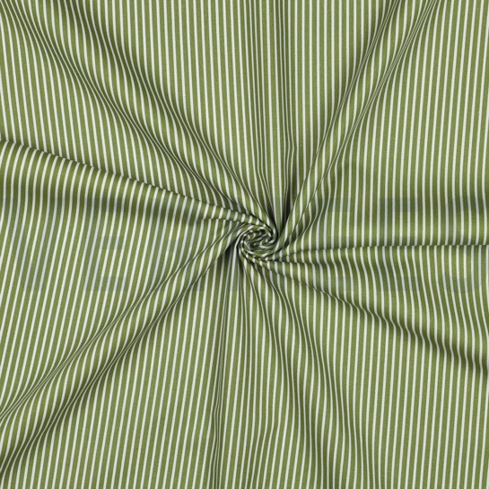 KATOENEN POPLIN STREPEN GROEN #7