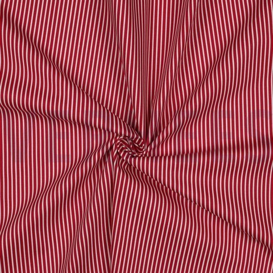 BAUMWOLLE POPELINE STREIFEN KIRSCHROT #7