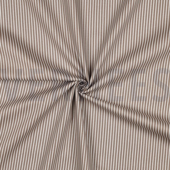 KATOENEN POPLIN STREPEN TAUPE #7