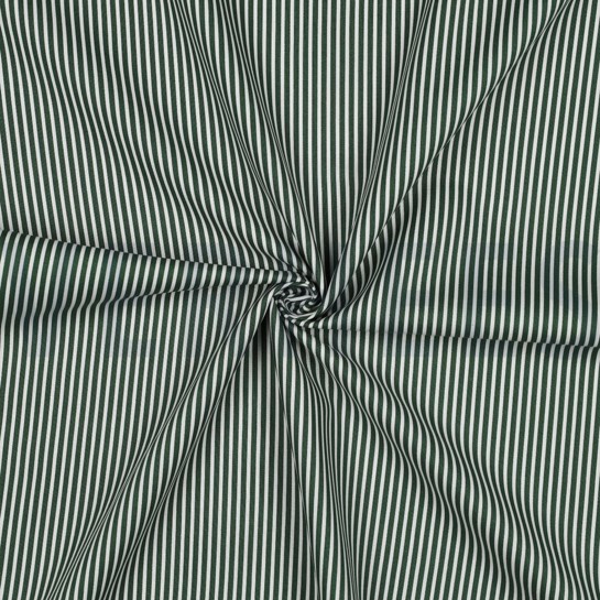 KATOENEN POPLIN STREPEN DONKERGROEN #7