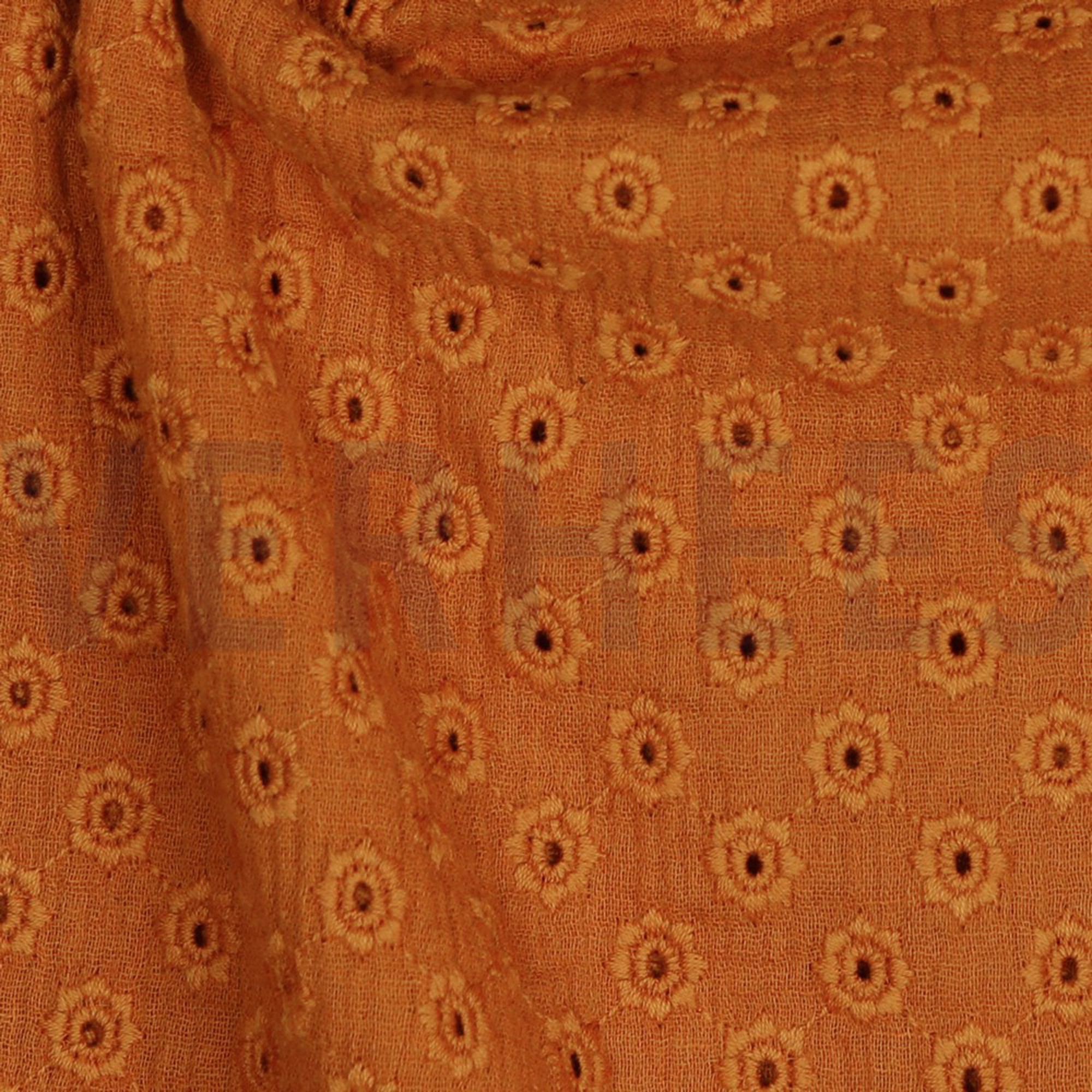 DOUBLE GAUZE EMBROIDERY FLOWERS RUST (high resolution) #3