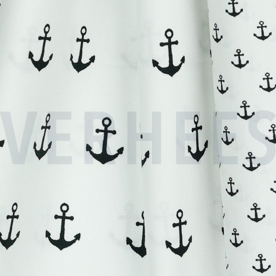 POPELINE DE COTON ANCRE BLANC / NOIR #7